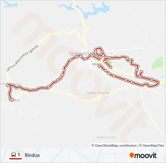 1 Bus Line Map
