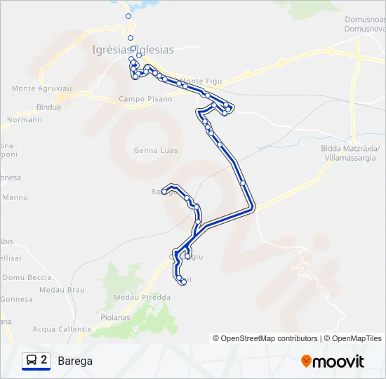 Percorso linea bus 2