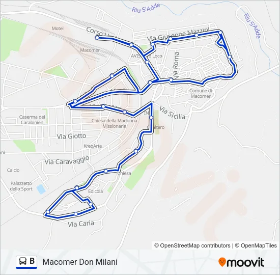 B Bus Line Map