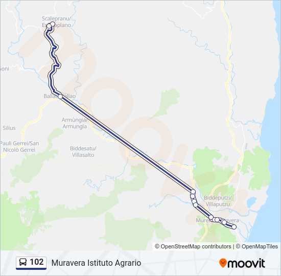 102 bus Line Map