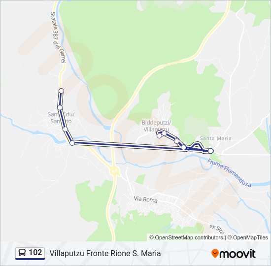 102 bus Line Map