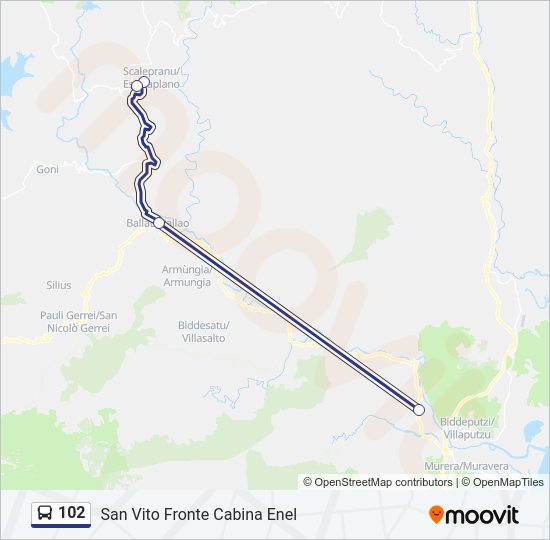 Percorso linea bus 102