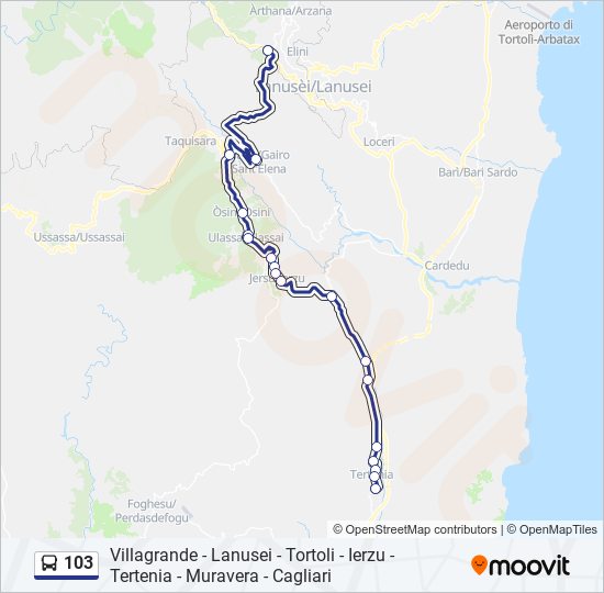 Percorso linea bus 103