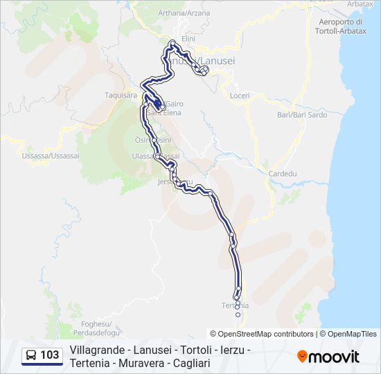 Percorso linea bus 103