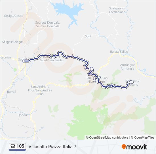 Percorso linea bus 105