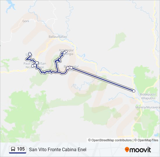 105 bus Line Map