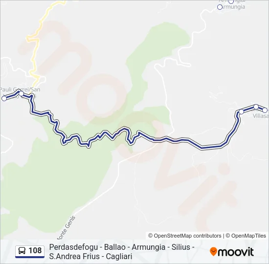 Percorso linea bus 108