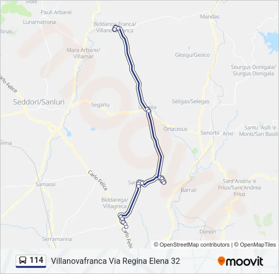 114 Bus Line Map