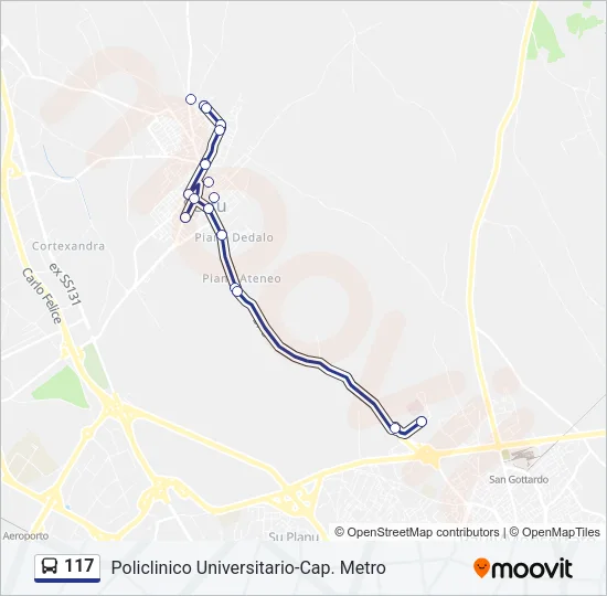 Percorso linea bus 117