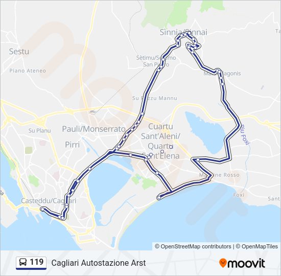 Percorso linea bus 119
