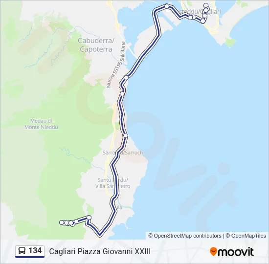 134 Bus Line Map
