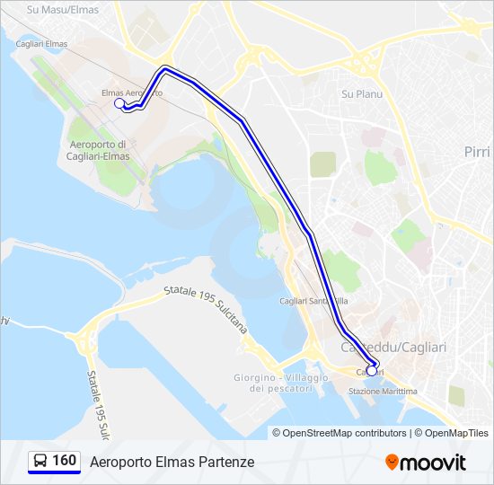Linea 160: orari, fermate e mappe - Aeroporto Elmas Partenze (Aggiornato)