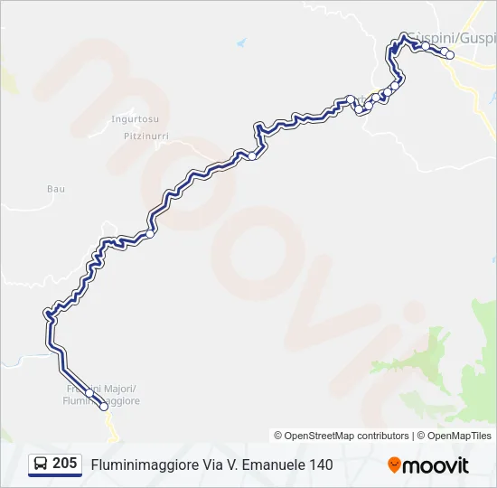 205 Bus Line Map