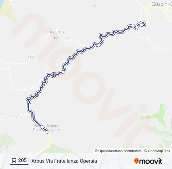205 Bus Line Map