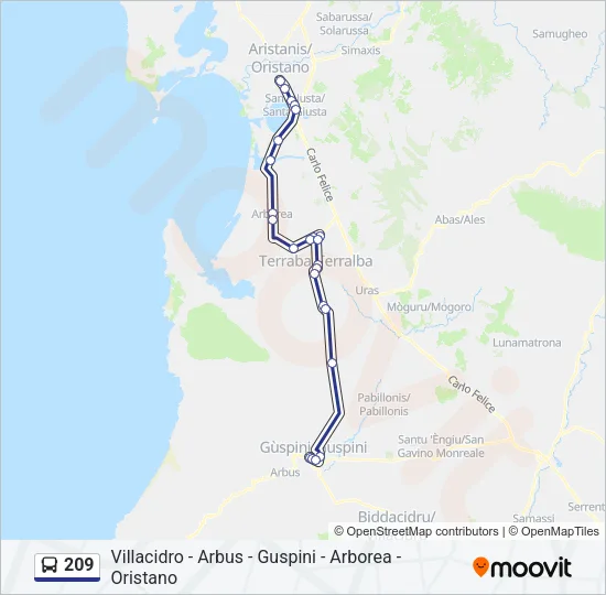 209 Bus Line Map