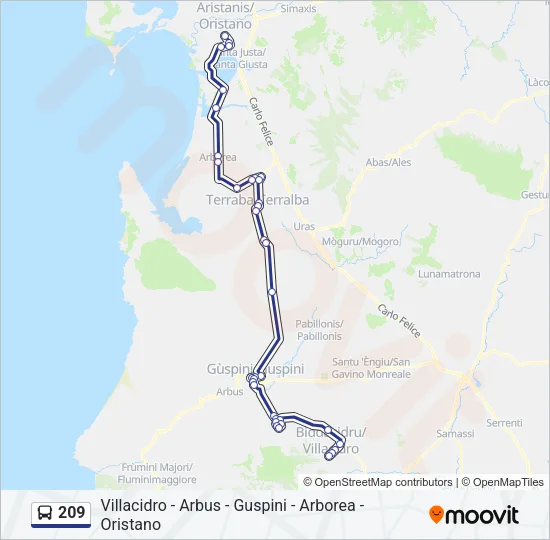 209 Bus Line Map