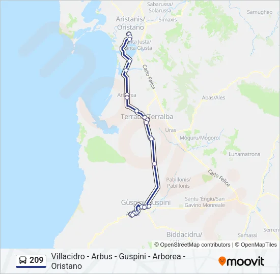 209 Bus Line Map