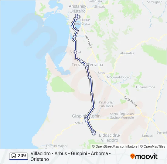209 Bus Line Map