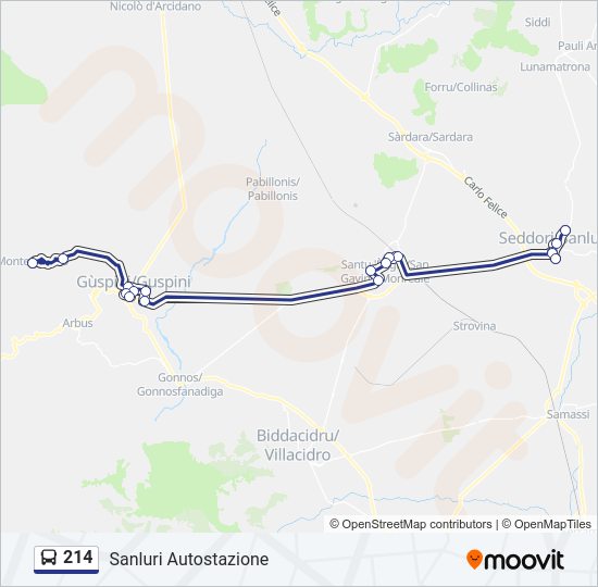 Percorso linea bus 214