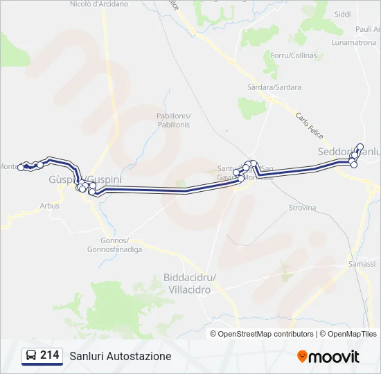 214 Bus Line Map