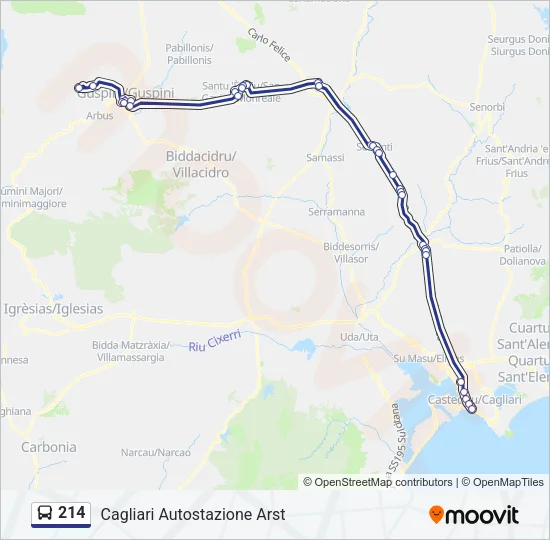 214 Bus Line Map
