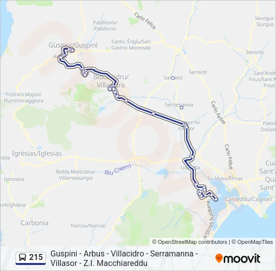 215 Bus Line Map