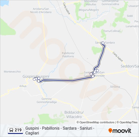 Percorso linea bus 219