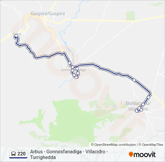 220 Bus Line Map