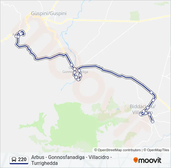 220 Bus Line Map