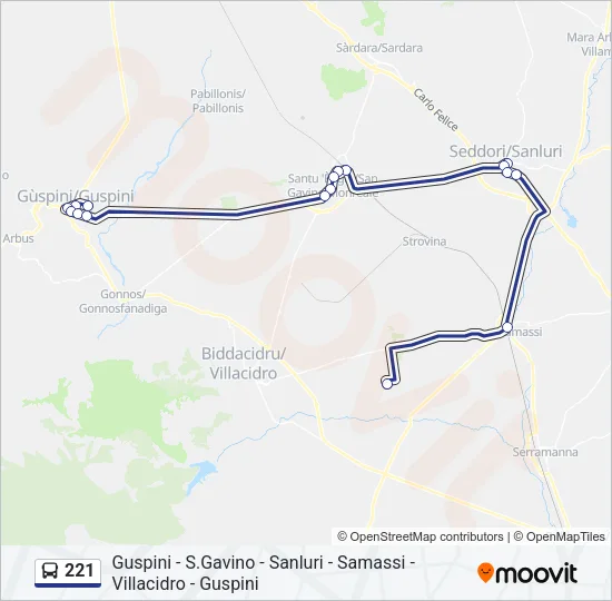 Percorso linea bus 221