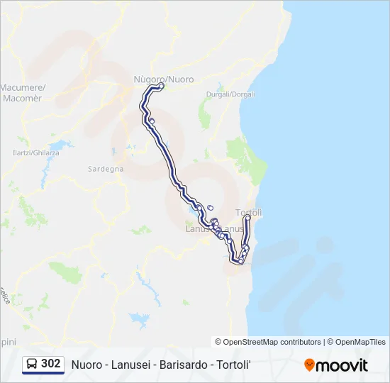 302 Bus Line Map