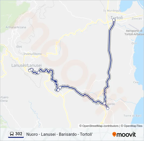 302 Bus Line Map