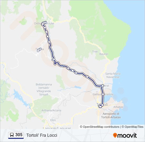 305 bus Line Map