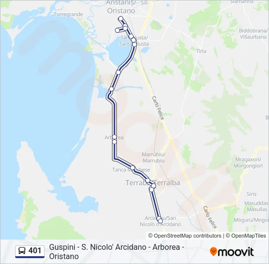 Percorso linea bus 401