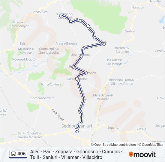 Percorso linea bus 406