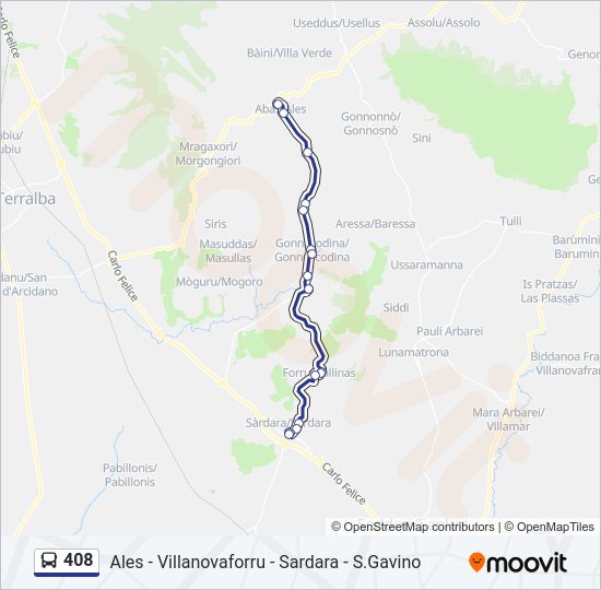 Percorso linea bus 408