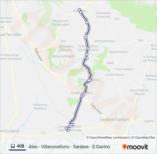 Percorso linea bus 408