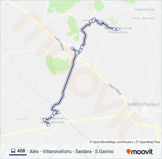 408 Bus Line Map