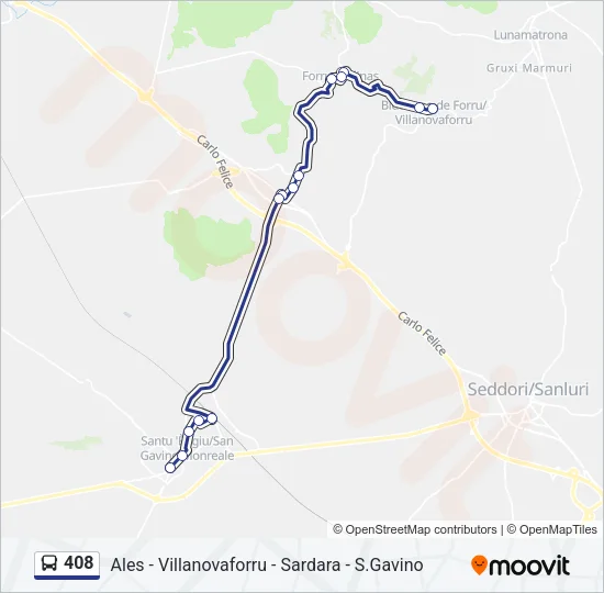 408 Bus Line Map