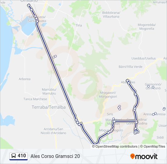 Percorso linea bus 410