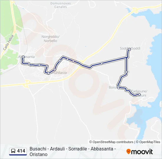 414 Bus Line Map