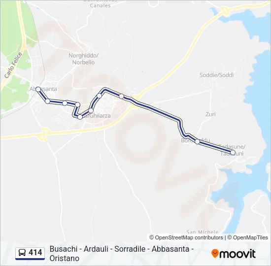 414 Bus Line Map