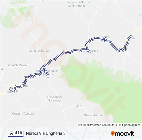 416 Bus Line Map