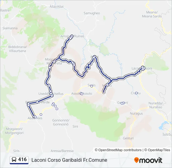 Percorso linea bus 416