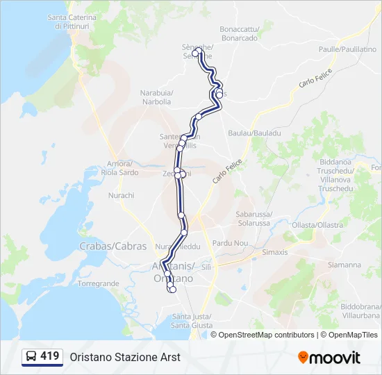 Percorso linea bus 419