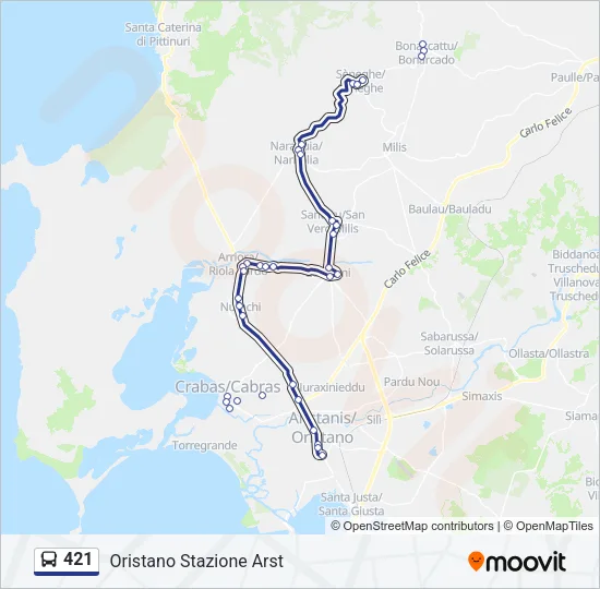 421 Bus Line Map