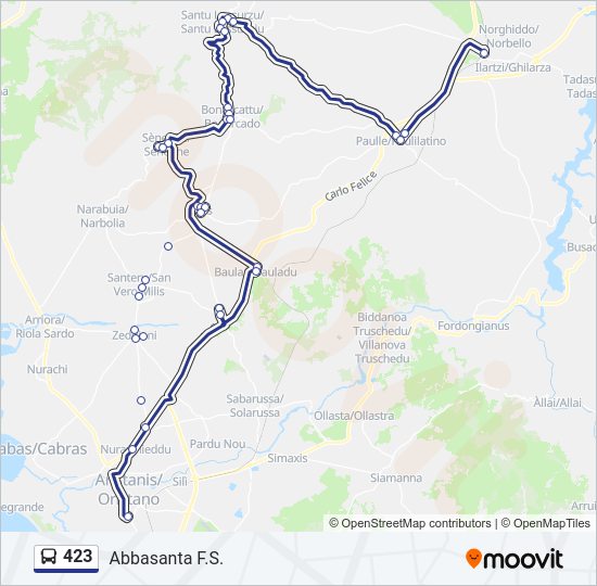 Percorso linea bus 423