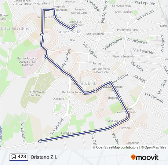 Percorso linea bus 423