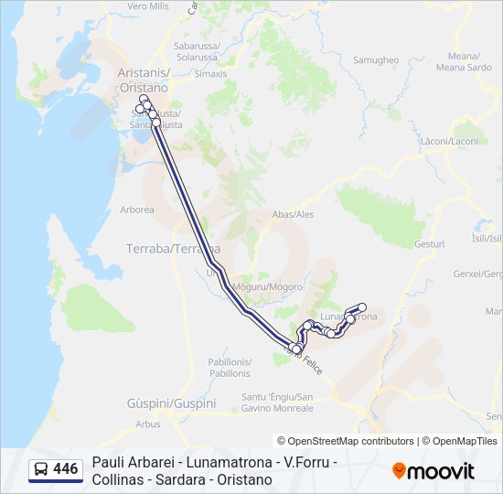 Percorso linea bus 446