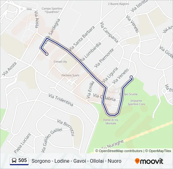 505 Bus Line Map